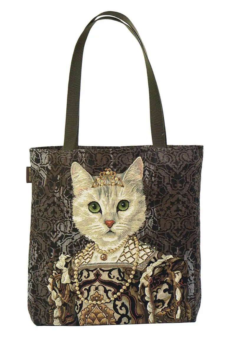 Gobelin Tasche Katze mit Krone Shopper Belgien