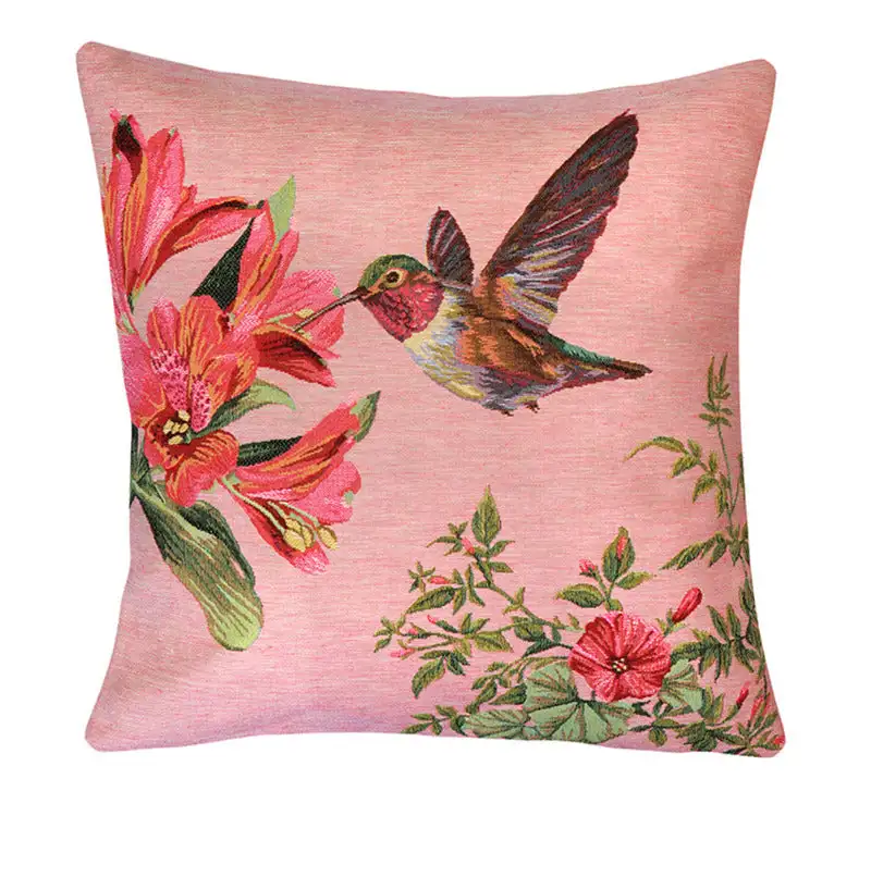 Gobelin Kissenhülle Kolibri Rosa
