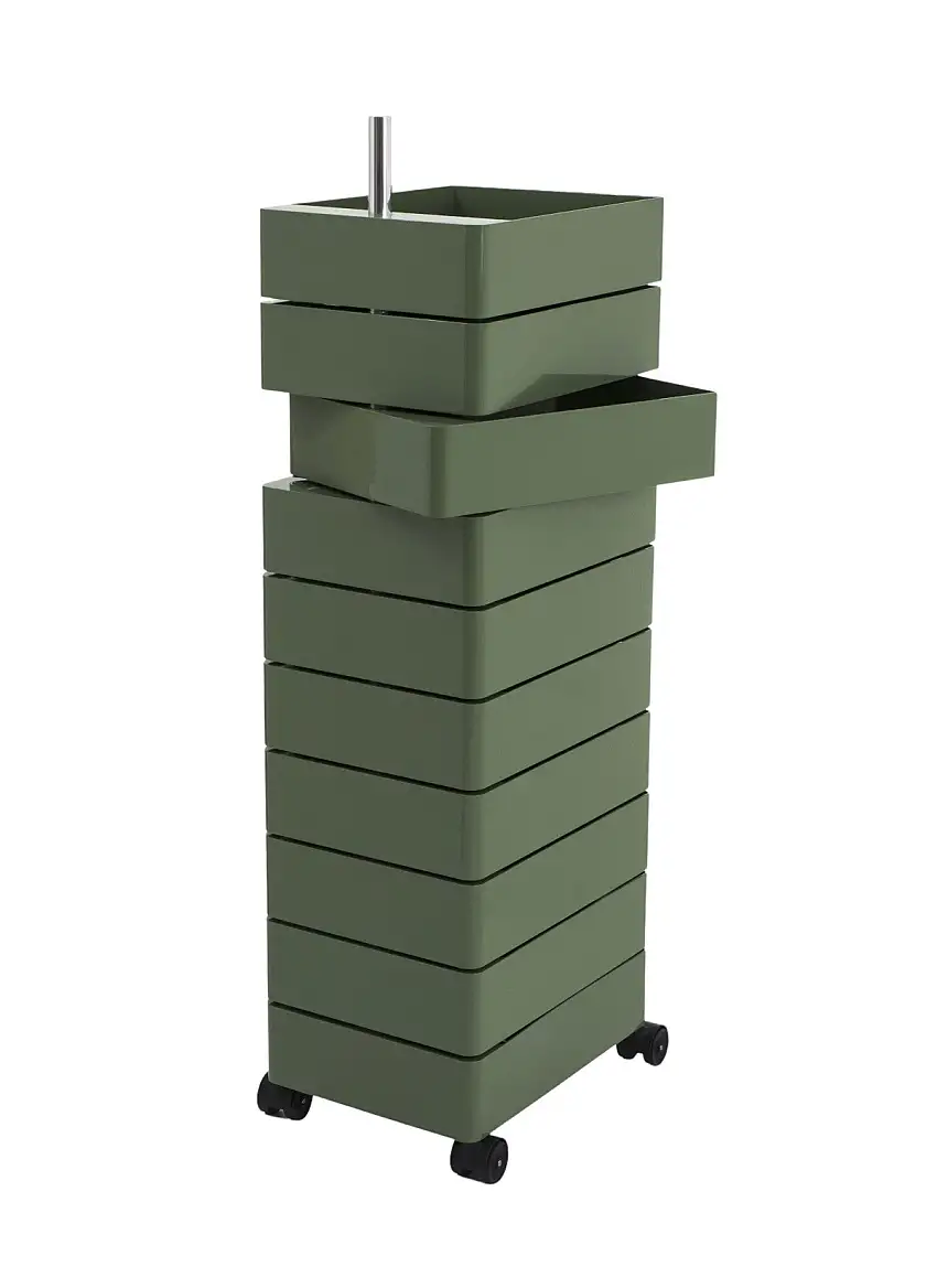 Magis - 360° Rollcontainer mit 10 Fächer, grün