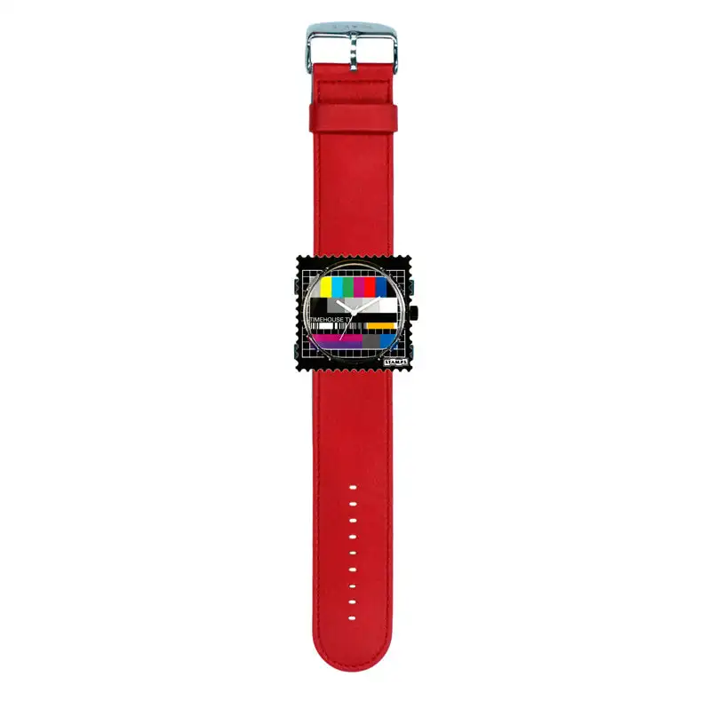 STAMPS Uhr komplett - Zifferblatt Test Pattern mit Armband Classic Red