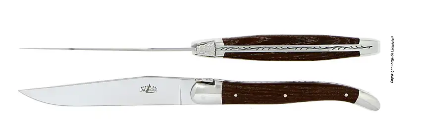 Couteaux de table brillants en frêne densifié, coffret de 2