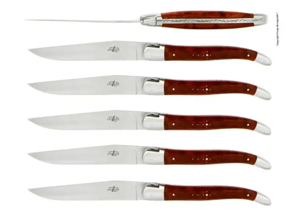 Couteaux de table satinés en Amourette, coffret de 6