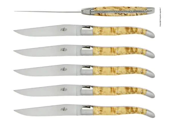 Couteaux de table satinés en Bouleau, coffret de 6