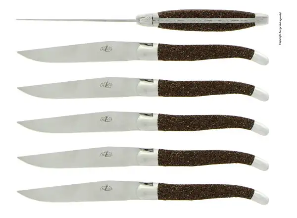 Couteaux de table satinés en Sable de Laguiole, coffret de 6