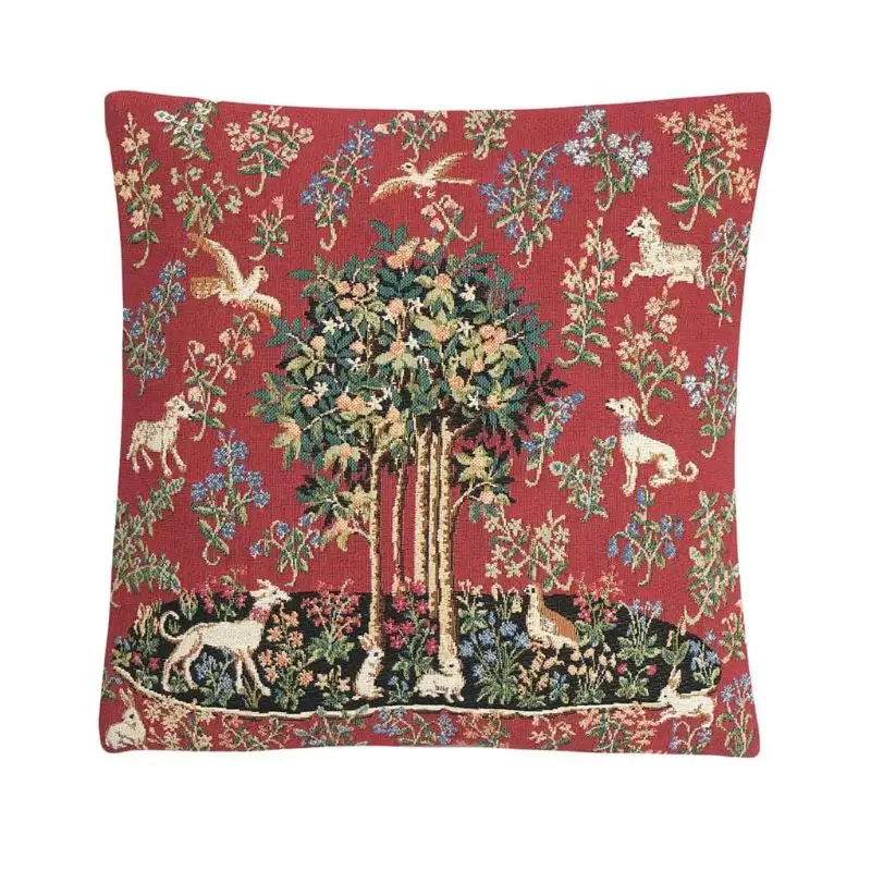 Gobelin Kissenhülle Orangenbaum – Die Dame und das Einhorn 33×33 cm