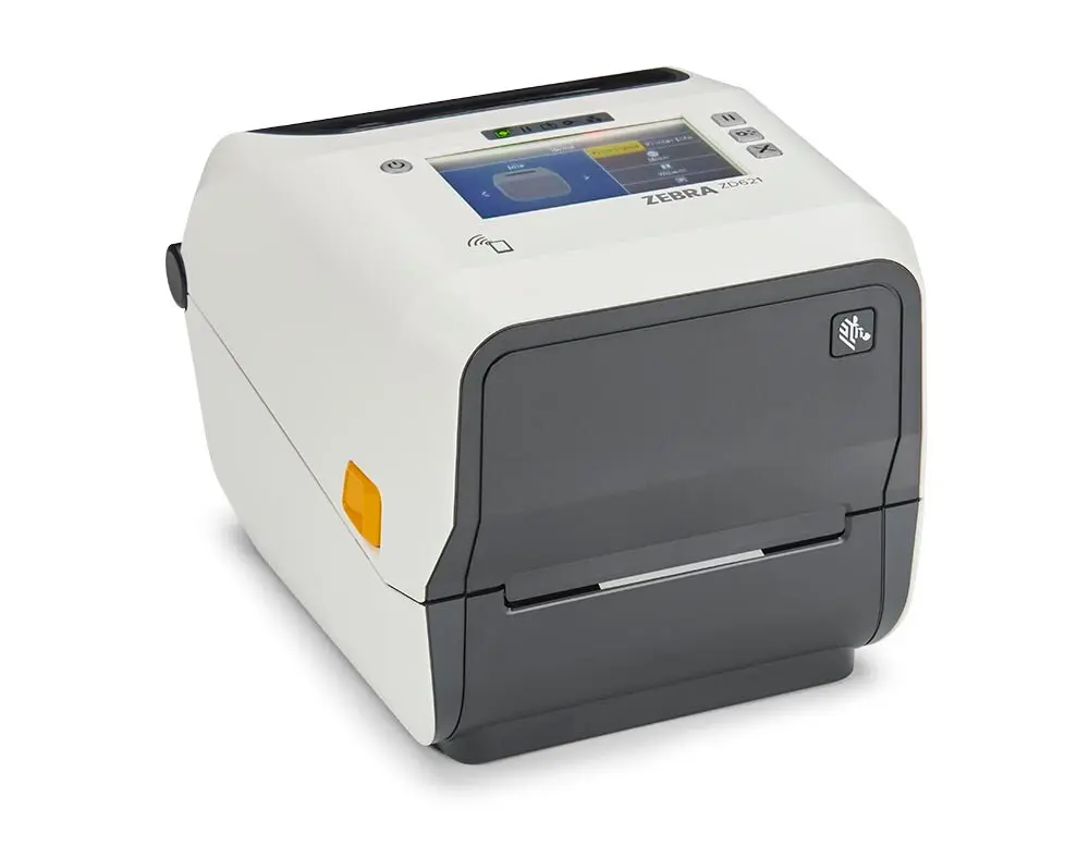 ZEBRA ZD621t Healthcare, 8 Punkte/mm (203dpi), Disp. (Farbe), RTC, USB, USB-Host, RS232, BT (BLE), Ethernet, weiß, ZD6AH42-30EF00EZ