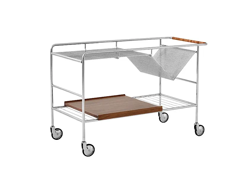 &Tradition - Alima NDS1 Servierwagen, chrom / walnuss lackiert