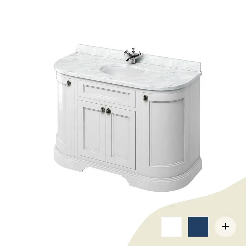 Waschtisch Kommode Burlington 134 cm mit Türen, Minerva Marmor