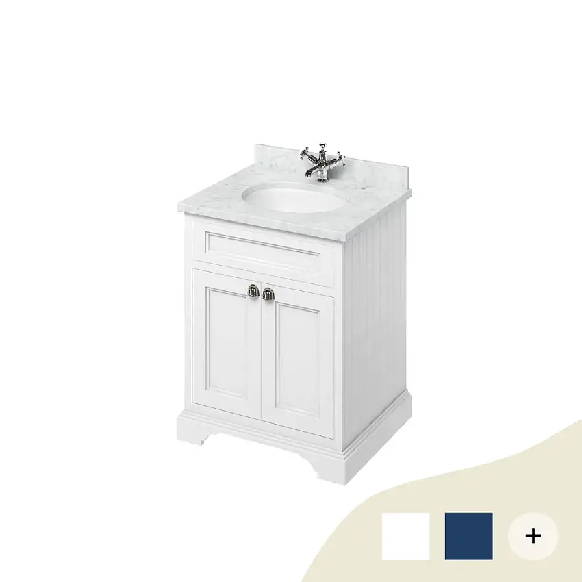 Waschtisch Unterschrank Burlington 65 cm mit Türen, Minerva/Carrara Marmor