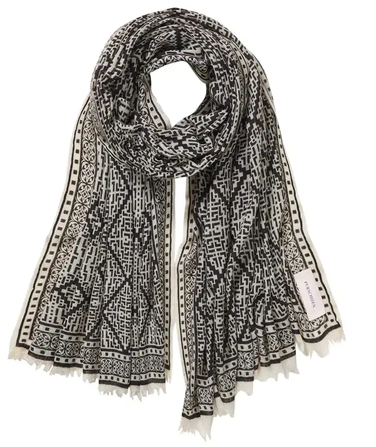 Pur Schoen - Kaschmirschal Veneziano Woven – Black