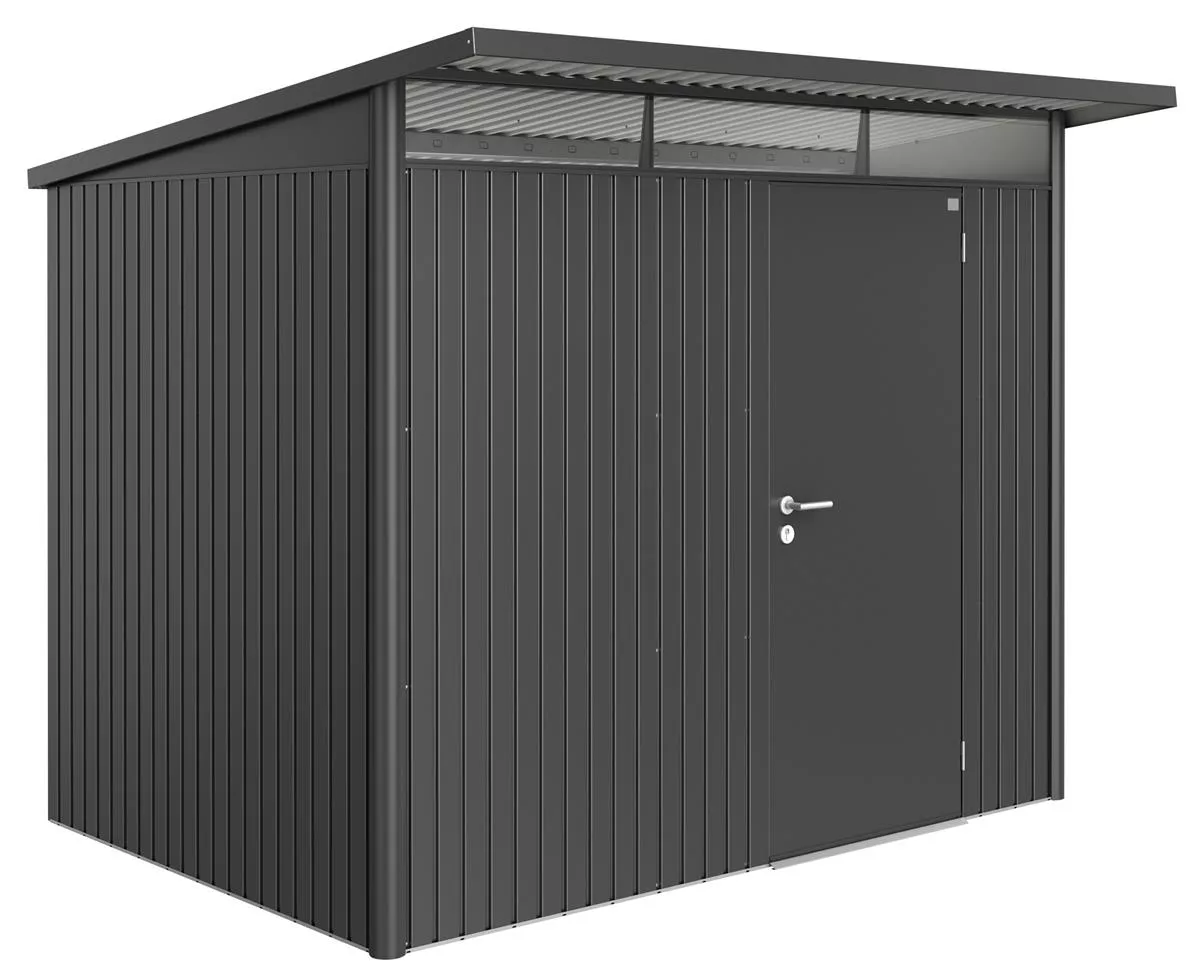 Biohort Gerätehaus AvantGarde, dunkelgrau-metallic, Standardtür, 260 x 220 x 218 cm (Größe A5)