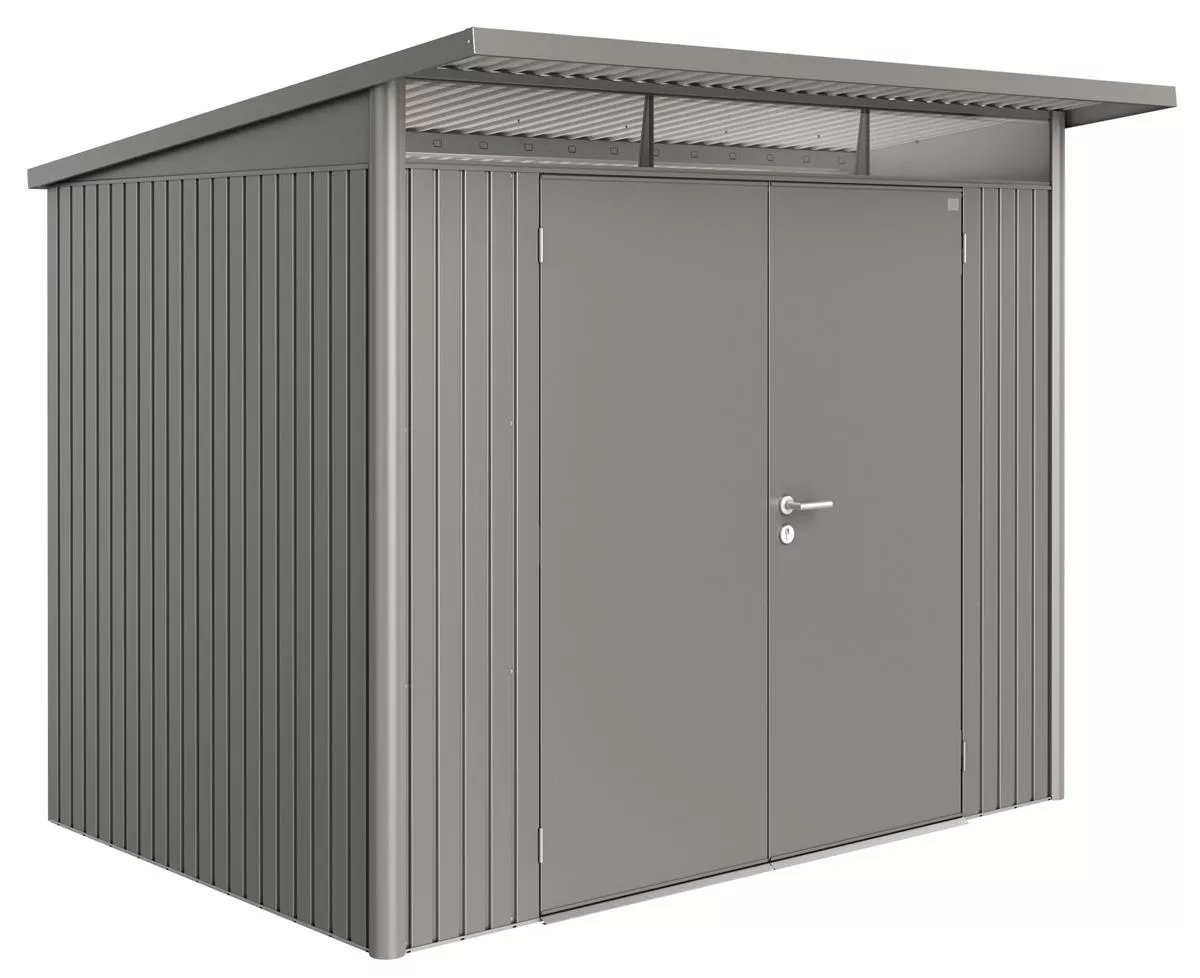 Biohort Gerätehaus AvantGarde, quarzgrau-metallic, Doppeltür, 260 x 220 x 218 cm (Größe A5)