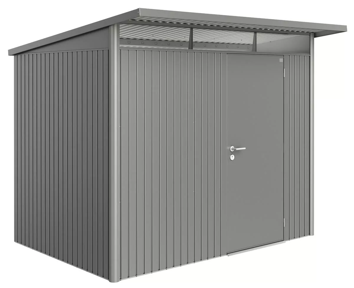 Biohort Gerätehaus AvantGarde, quarzgrau-metallic, Standardtür, 260 x 220 x 218 cm (Größe A5)