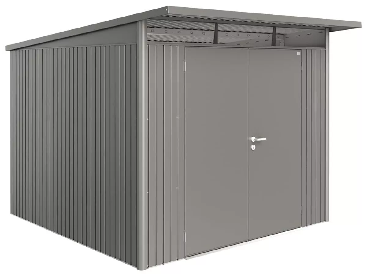 Biohort Gerätehaus AvantGarde, quarzgrau-metallic, Doppeltür, 260 x 300 x 217 cm (Größe A7)