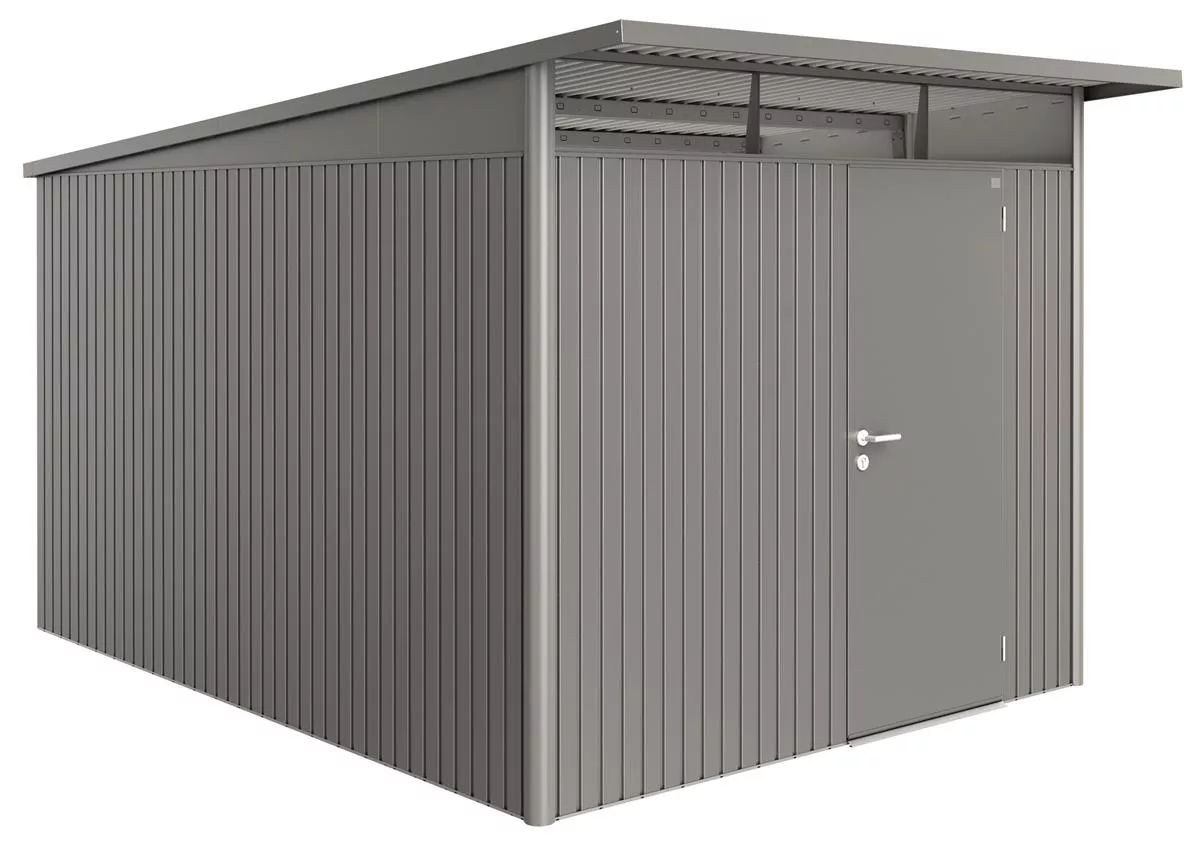 Biohort Gerätehaus AvantGarde, quarzgrau-metallic, Standardtür, 260 x 380 x 222 cm (Größe A8)