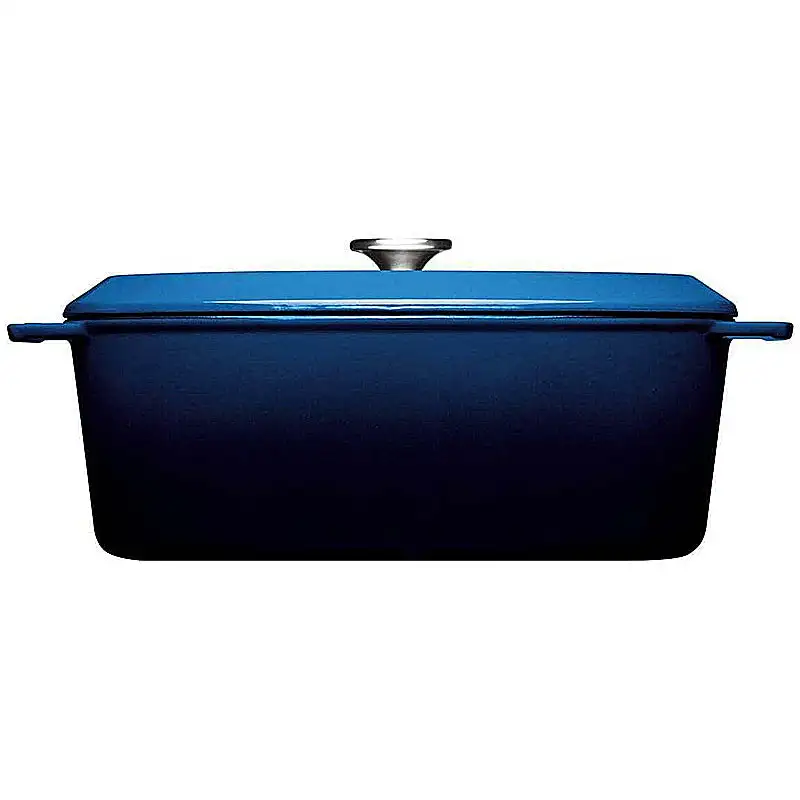 WOLL Iron Bräter 34x26cm Gusseisen mit Silikongriffschutz 7,5l Cobalt Blue