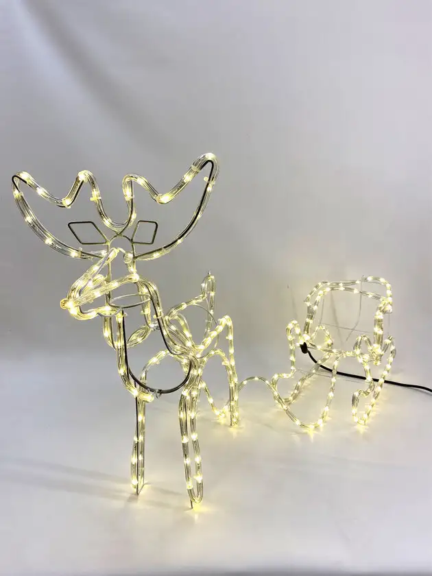 LED Rentier mit Schlitten Metall Breite 120 cm
