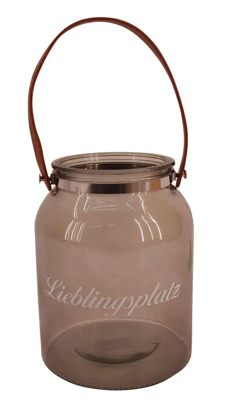 Windlicht Lieblingsplatz Durchmesser 15,5 cm Rauchglas