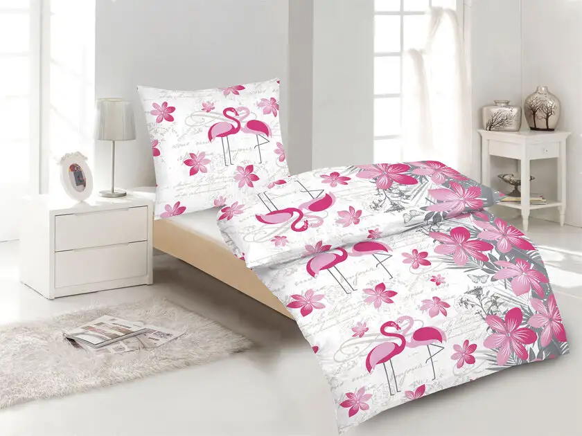 2er Set Microfaser Bettwäsche Flamingo 135 x 200 cm