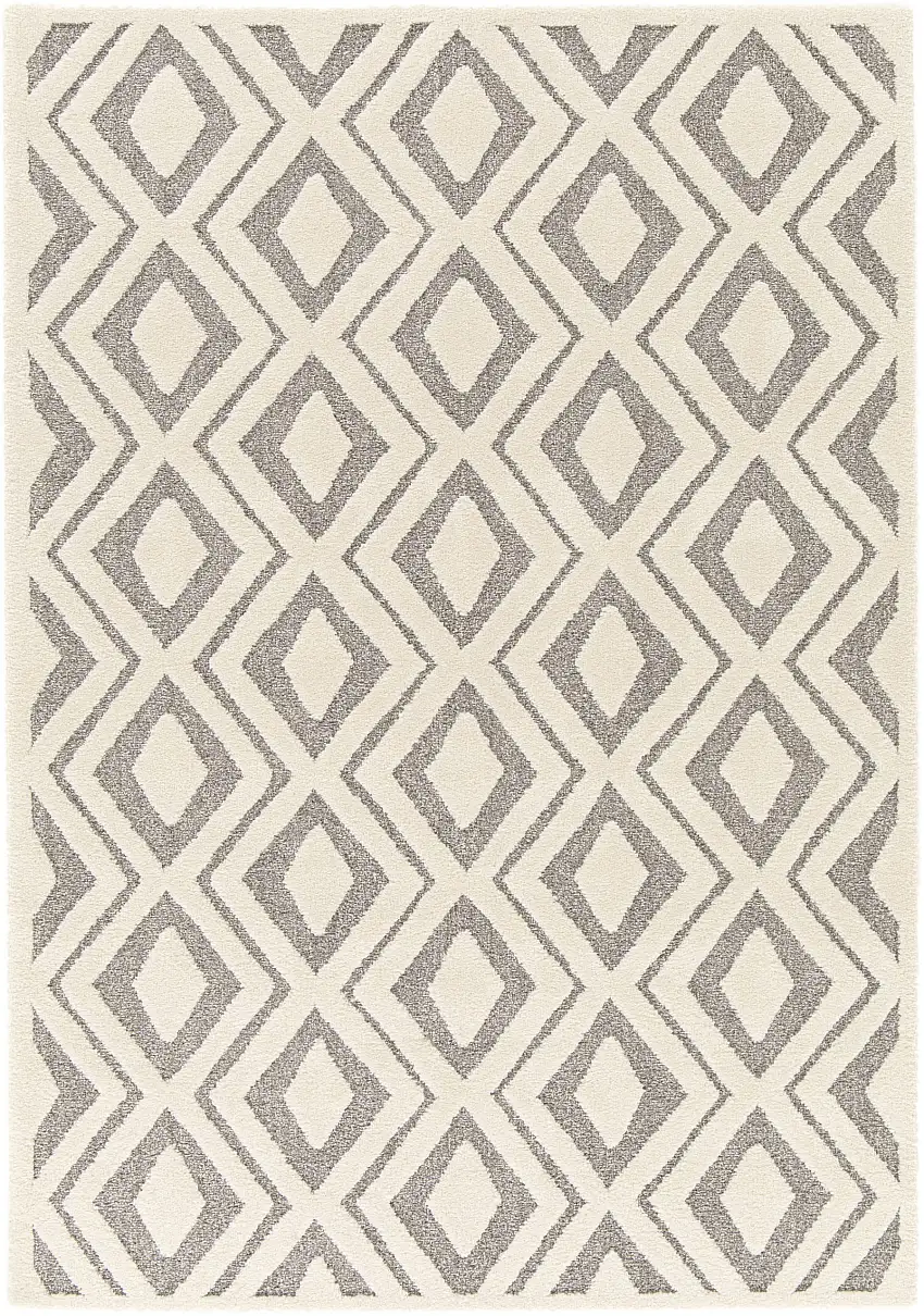 Webteppich Cocoon 3D Raute Design Braun Weiß 80 x 150 cm