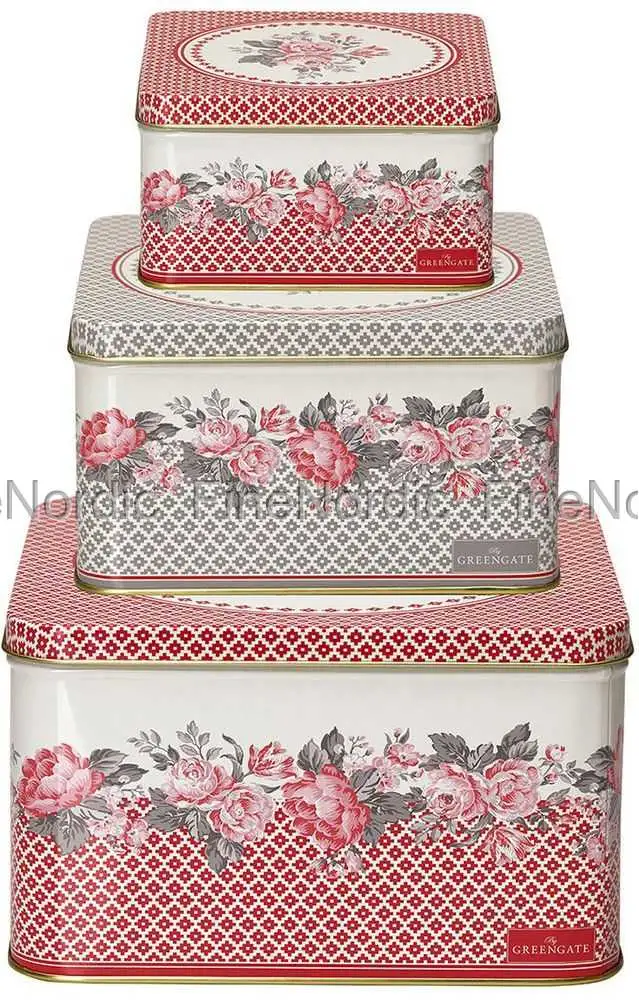 GreenGate Dosen - Square Boxes Shirley Red 3er Set
