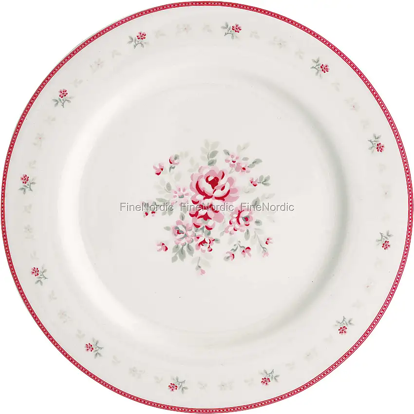 GreenGate Teller Dinner Plate Flora White