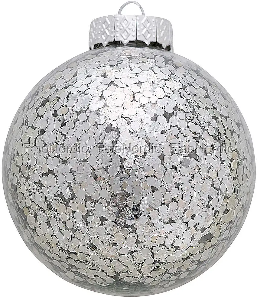 GreenGate Weihnachtskugel - Ball Glass Flora Sparkling Silver