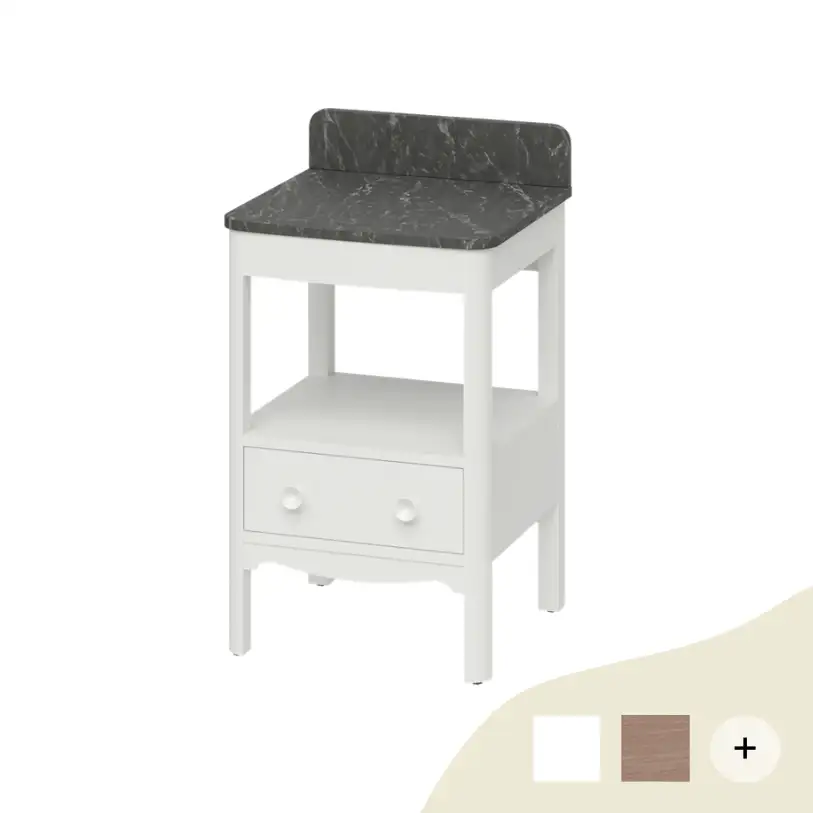 Waschtischunterschrank Guild mit Marquina Abdeckplatte und Spritzschutz 53cm