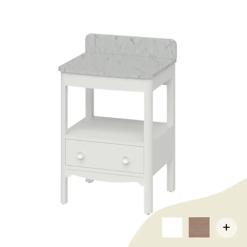 Waschtischunterschrank Guild mit Carrara Abdeckplatte und Spritzschutz 59cm