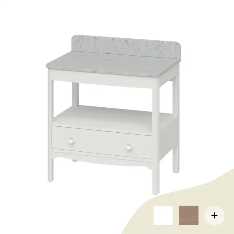 Waschtischunterschrank Guild mit Carrara Abdeckplatte und Spritzschutz 83cm