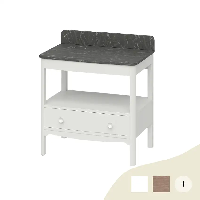 Waschtischunterschrank Guild mit Marquina Abdeckplatte und Spritzschutz 83cm