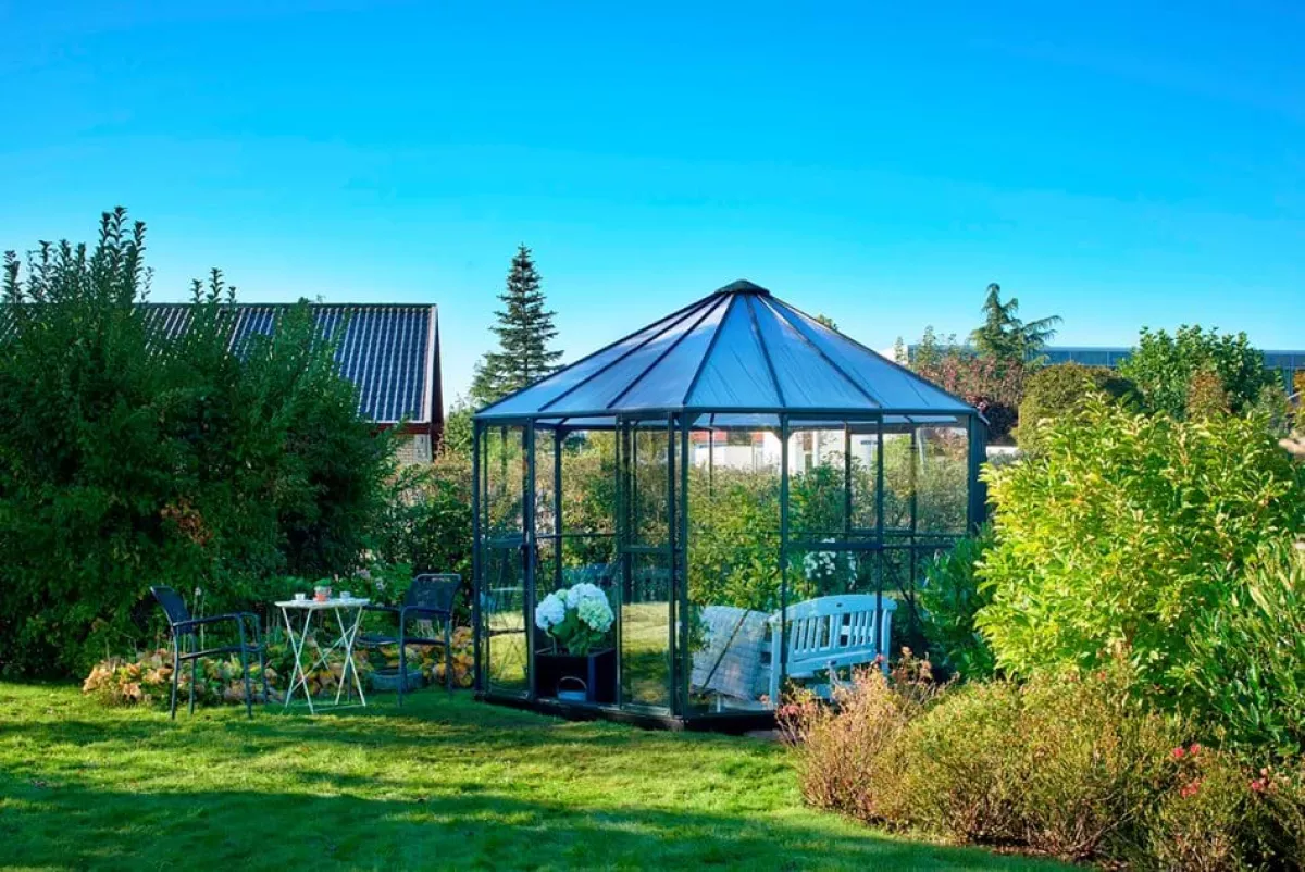 Halls Gewächshaus Atrium 9m² grün 3mm Sicherheitsglas
