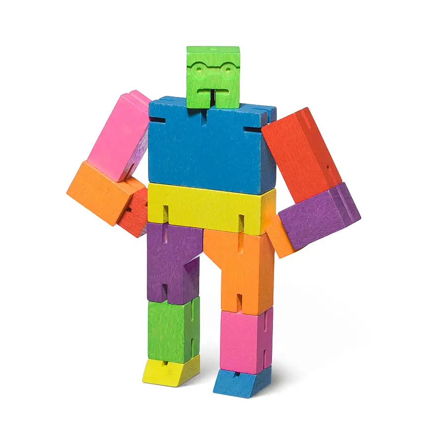 Holzfigur Cubebot