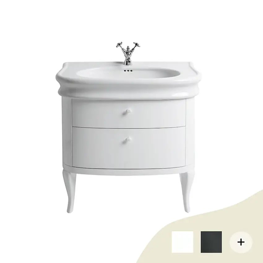 Nostalgie Waschbecken Heritage 90 mit Unterschrank weiß/schwarz