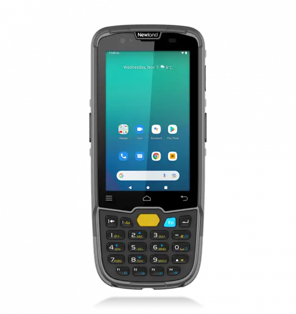 Newland MT6757, 2D, 10,5cm (4''), GPS, hot-swap, USB-C, BT (BLE, 5.0), WLAN, 4G, NFC, Android, Kit, GMS