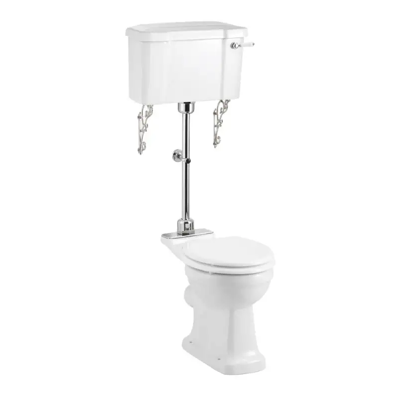Stand WC Burlington erhöht, mit wandhängendem Spülkasten mit Ornamentsockel