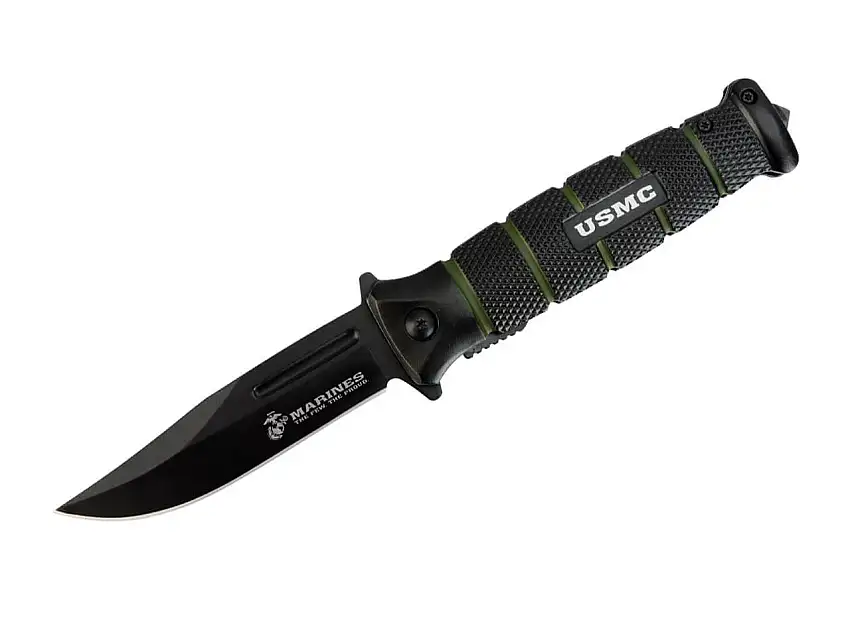 U.S.M.C. Combat Knife Assisted Opening Black & Green