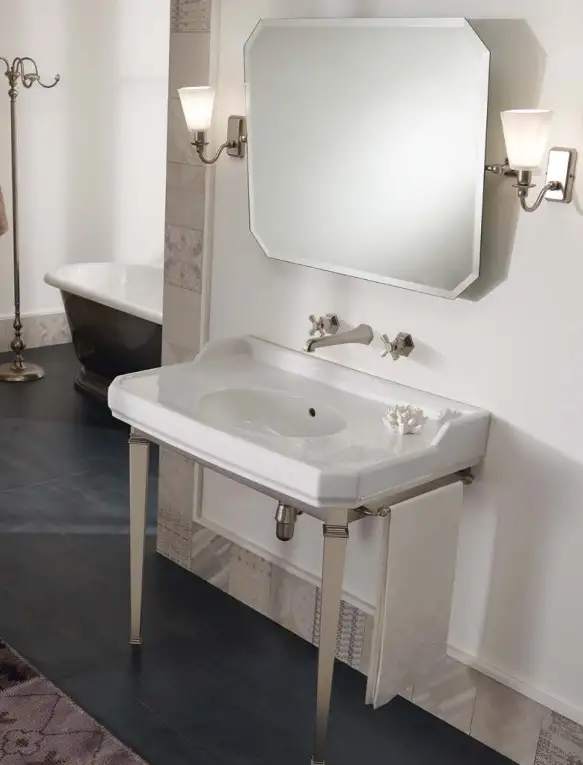 Waschtisch Romana 90cm mit Art Deco Metallunterbau