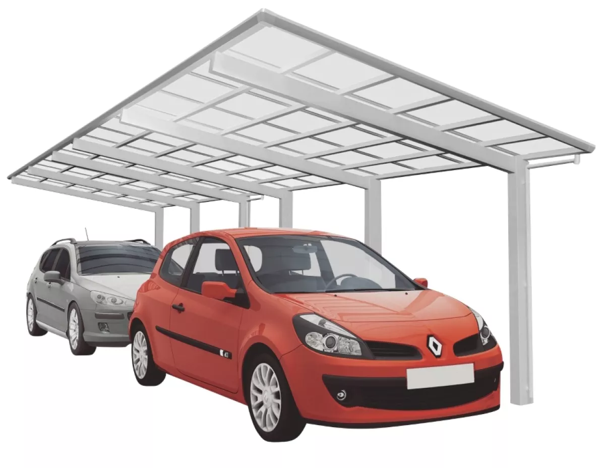 Ximax Design-Carport Linea Kombination Typ 110 Tandem Edelstahl-Look L 9,83 m x B 2,73 m