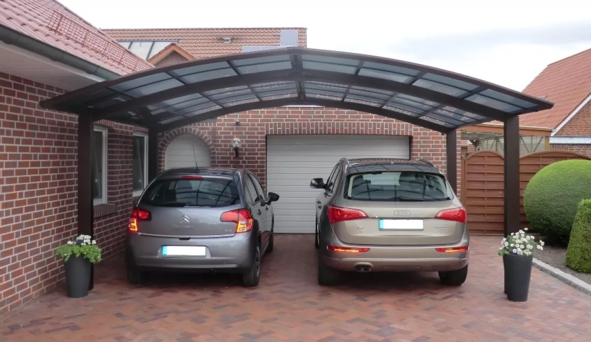 Ximax Design-Carport Portoforte Kombination Typ 80 M-Ausführung Mattbraun L 4,95 m x B 5,42 m