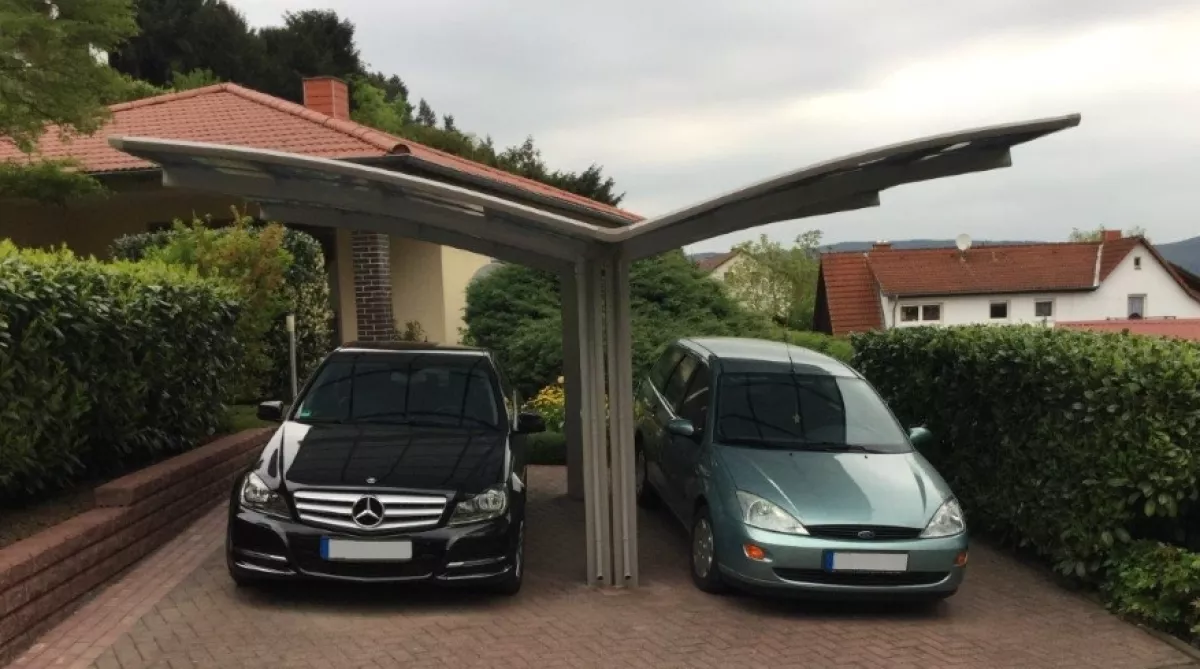 Ximax Design-Carport Portoforte Kombination Typ 80 Y-Ausführung Mattbraun L 4,95 m x B 5,43 m