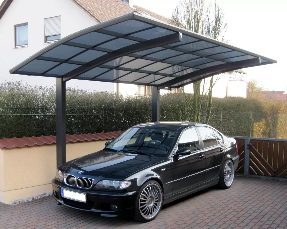 Ximax Design-Carport Portoforte Typ 60 Standard Schwarz aus Aluminium L 5,56 m x B 2,70 m