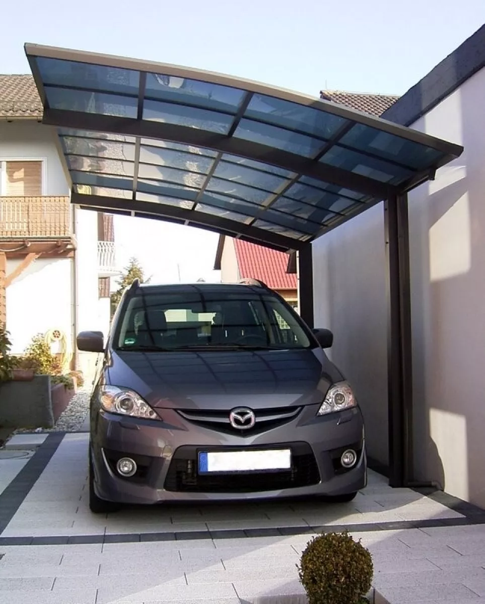 Ximax Design-Carport Portoforte Typ 60 Standard Mattbraun aus Aluminium L 4,95 m x B 3,01 m