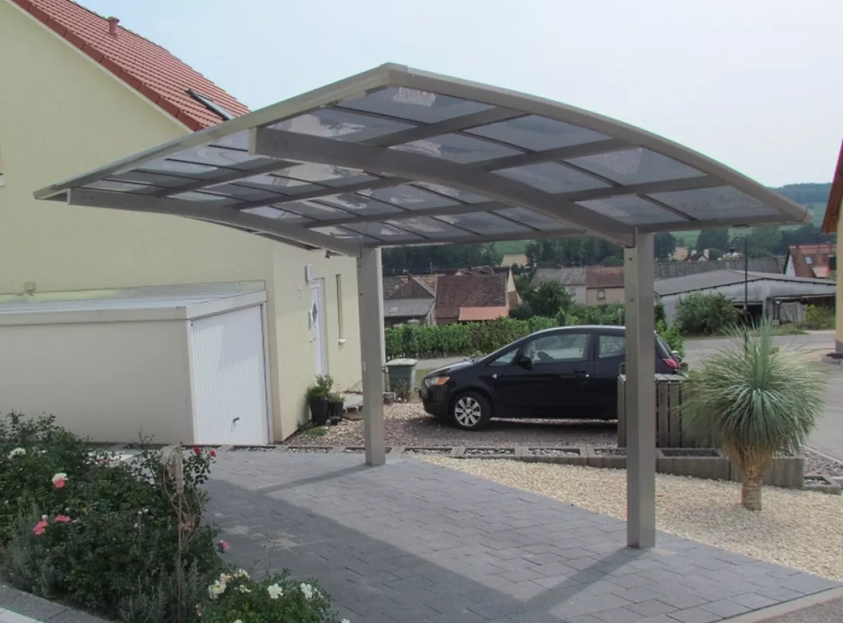 Ximax Design-Carport Portoforte Typ 80 Standard Edelstahl-Look L 4,95 m x B 2,41 m