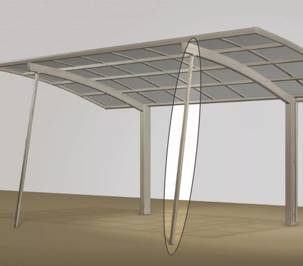 Ximax Design-Carport Unterstützungsstange 1 Stück für Typ Portoforte und Linea Edelstahl-Look