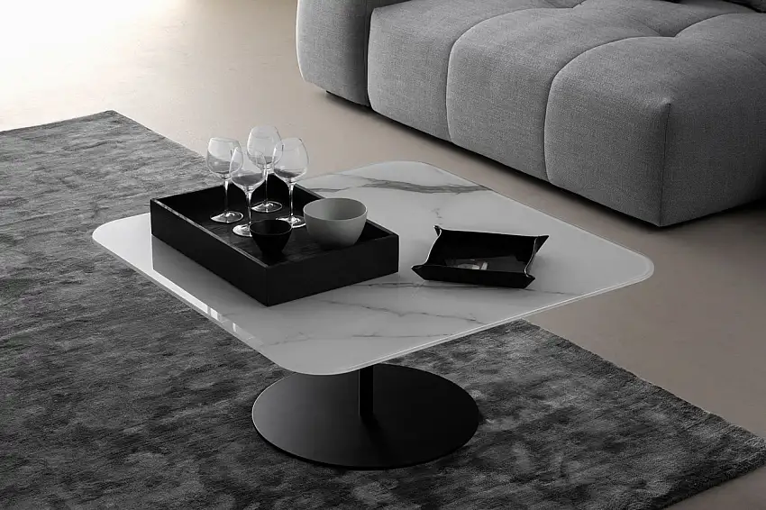 Couchtisch Center Leg Vetro Bianco