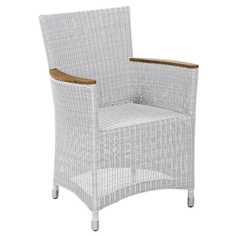 ZEBRA Sessel Loomus Geflecht silkwhite, Alu-Rahmen und Teakholzarmlehnen